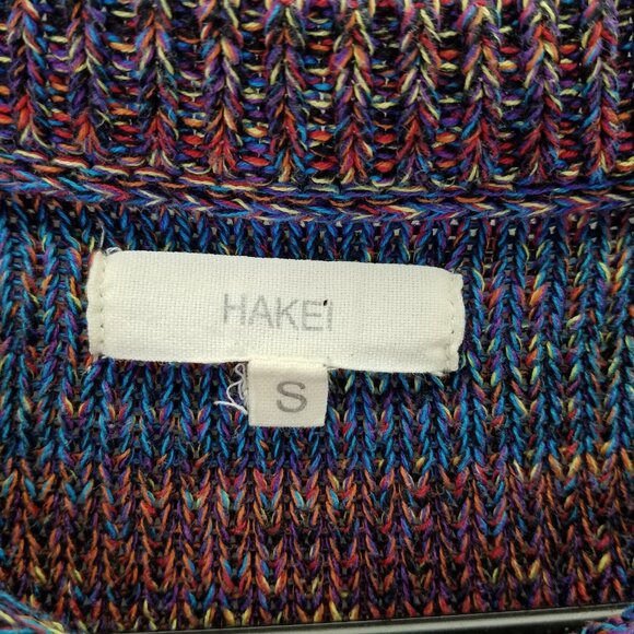 Hakei Pullover Sweater Women’s Small Long Sleeve Crew Neck Reverse Knit Rainbow - Picture 7 of 11